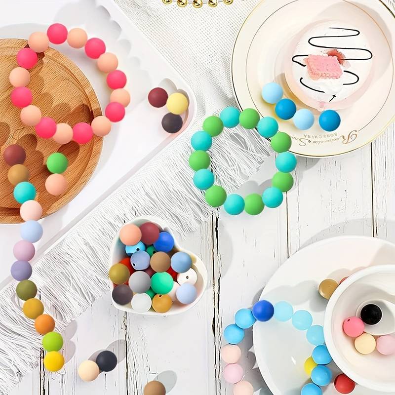 Silicone Beads Set For Diy Jewelry Necklace Making Circular - Temu